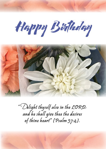 Happy Birthday Greeting Card with Flowers in the Background